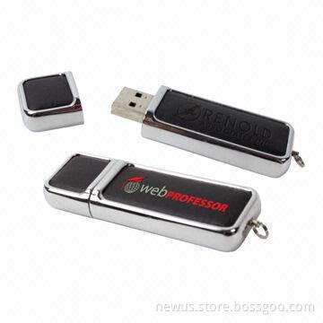 Leather USB Flash Drives with 64MB to 32GB Capacity, Customized Colors Welcomed